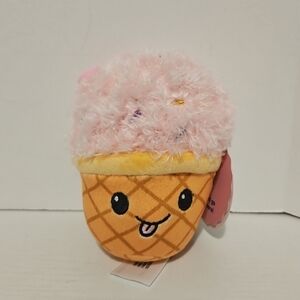 Fluffy Ice Cream Cone Plush Clip On